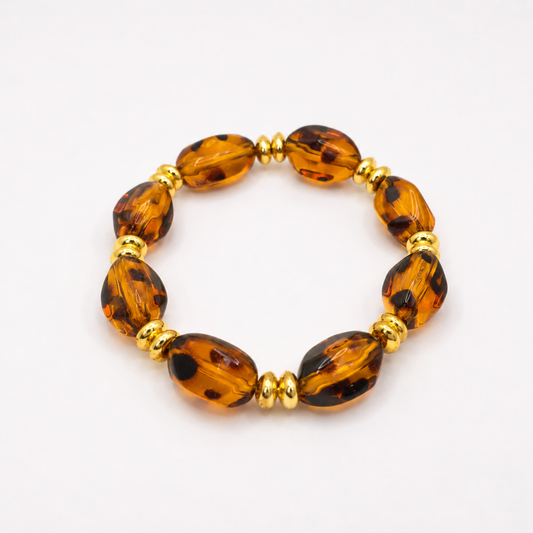 Bijou fantaisie bracelet perles écaille de tortue et doré - Dorée Paris