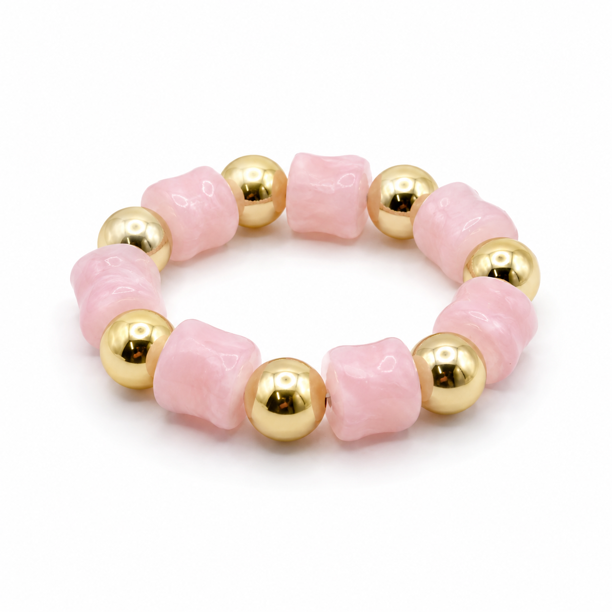 Bracelet fantaisie coloris rose bonbon et bleu azur - Dorée Paris
