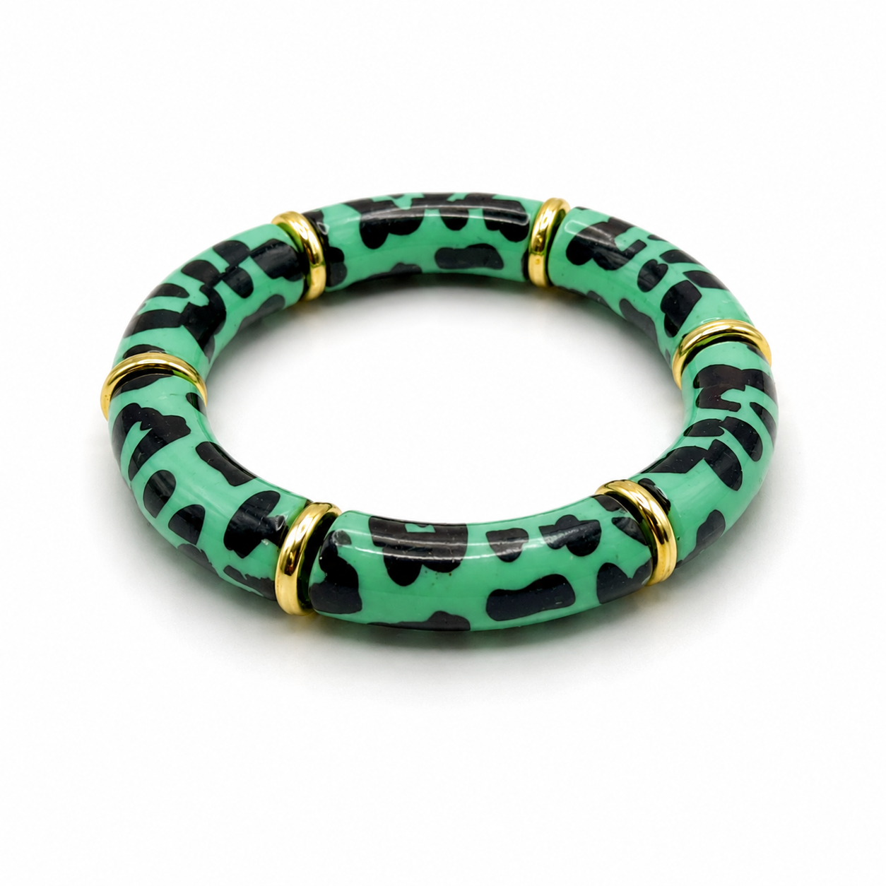 Bracelet tube léopard coloris rouge et vert - Dorée Paris