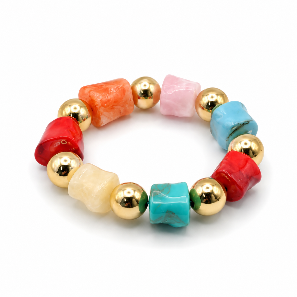 Bijou fantaisie bracelet perles multicolores et or - Dorée Paris